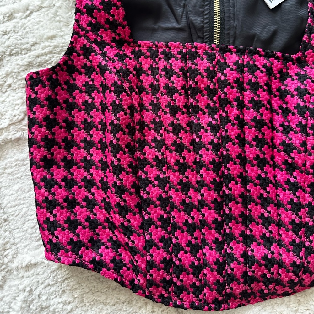 Walter Baker Imani Houndstooth Top in Tavern Tweed - Picture 6 of 8